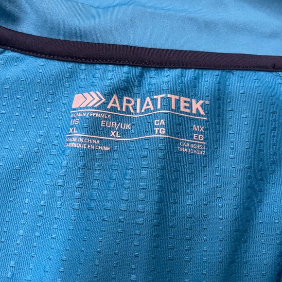 Ariat Teal Zip Collar Shirt XL GUC - Picture 2 of 4